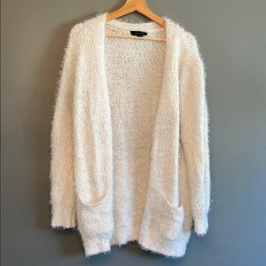 Atmosphere White Cardigan Sweater with Textured Knit